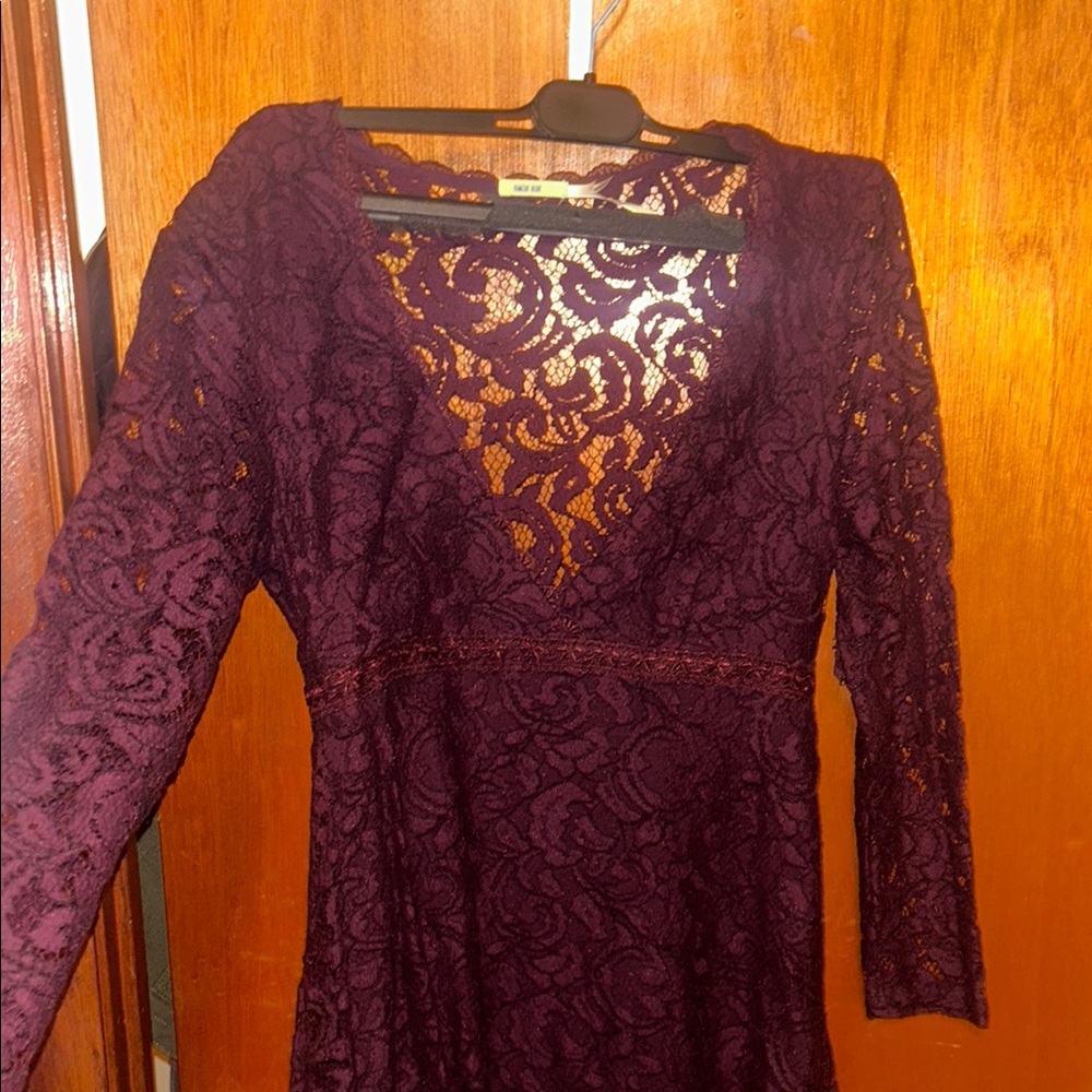 Elegant Maroon Lace Dress